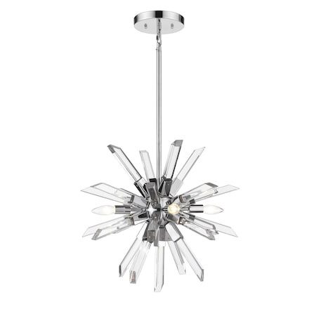 Z-Lite Burst 4 Light Chandelier, Chrome & Clear 4003-4CH